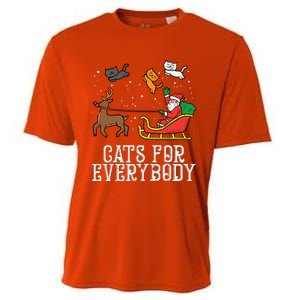 Cats For Everybody Christmas Cat Funny Xmas Women Santa Cooling Performance Crew T-Shirt