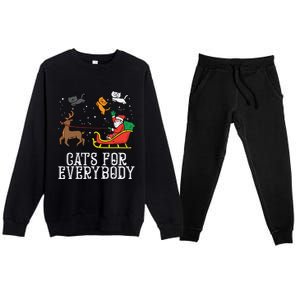 Cats For Everybody Christmas Cat Funny Xmas Women Santa Premium Crewneck Sweatsuit Set