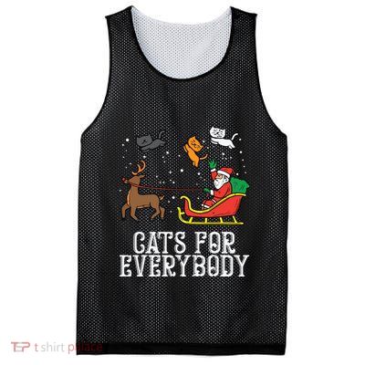 Cats For Everybody Christmas Cat Funny Xmas Women Santa Mesh Reversible Basketball Jersey Tank