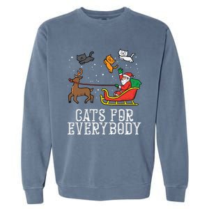 Cats For Everybody Christmas Cat Funny Xmas Women Santa Garment-Dyed Sweatshirt