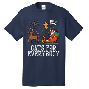 Cats For Everybody Christmas Cat Funny Xmas Women Santa Tall T-Shirt