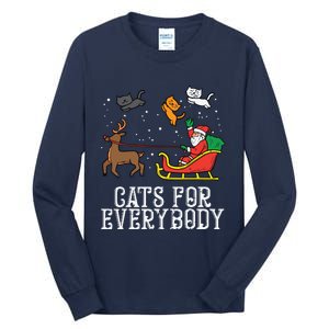 Cats For Everybody Christmas Cat Funny Xmas Women Santa Tall Long Sleeve T-Shirt