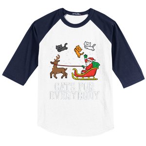 Cats For Everybody Christmas Cat Funny Xmas Women Santa Baseball Sleeve Shirt