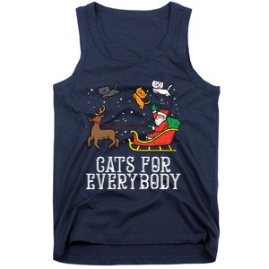 Cats For Everybody Christmas Cat Funny Xmas Women Santa Tank Top