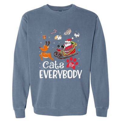 Cats For Everybody Christmas Cat Funny Xmassanta Garment-Dyed Sweatshirt