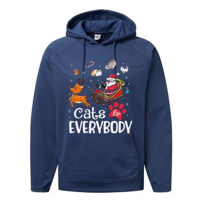 Cats For Everybody Christmas Cat Funny Xmassanta Performance Fleece Hoodie