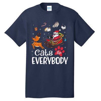 Cats For Everybody Christmas Cat Funny Xmassanta Tall T-Shirt