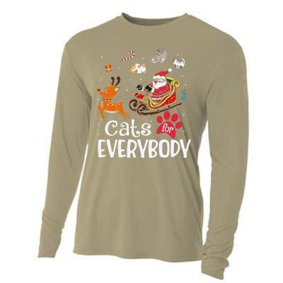 Cats For Everybody Christmas Cat Funny Xmassanta Cooling Performance Long Sleeve Crew