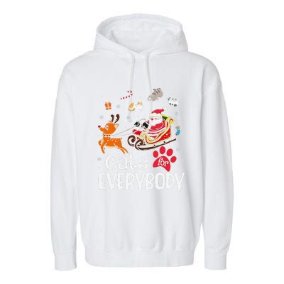 Cats For Everybody Christmas Cat Funny Xmassanta Garment-Dyed Fleece Hoodie