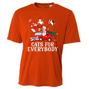 Cats For Everybody Christmas Cat Funny Xmas Santa Gift Cooling Performance Crew T-Shirt