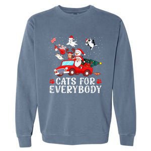 Cats For Everybody Christmas Cat Funny Xmas Santa Gift Garment-Dyed Sweatshirt