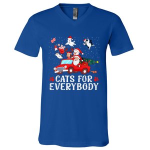 Cats For Everybody Christmas Cat Funny Xmas Santa Gift V-Neck T-Shirt