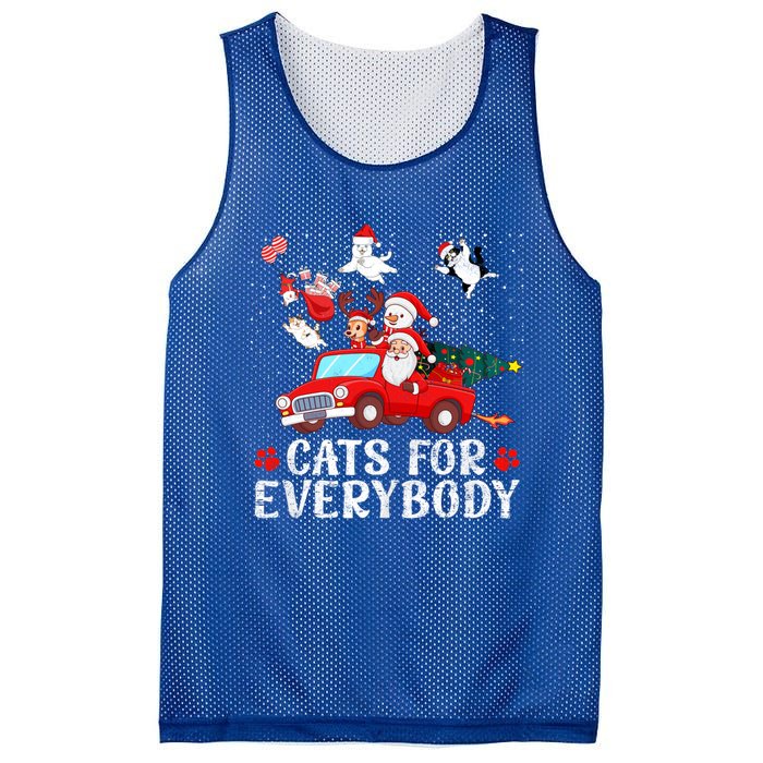 Cats For Everybody Christmas Cat Funny Xmas Santa Gift Mesh Reversible Basketball Jersey Tank