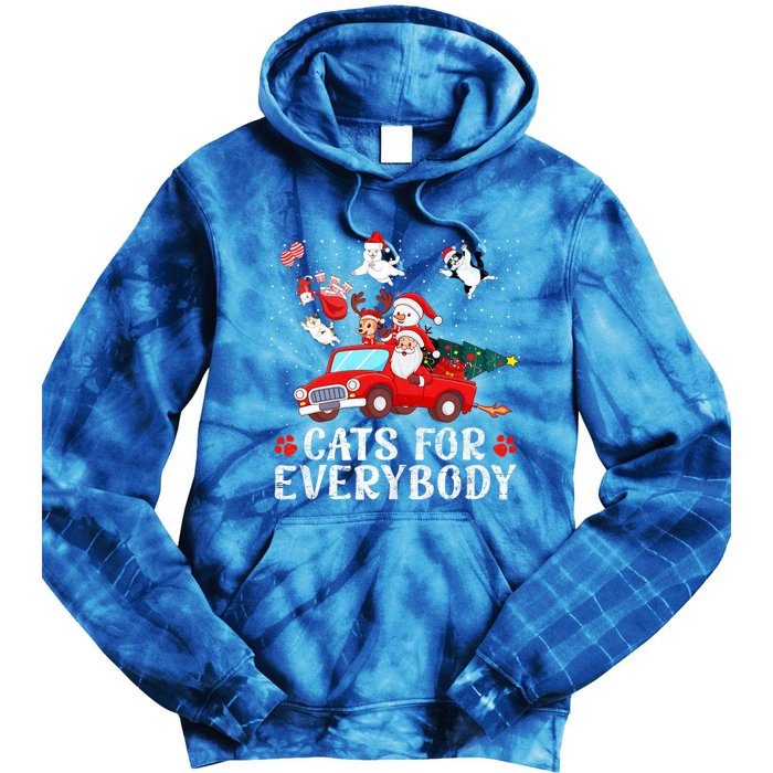 Cats For Everybody Christmas Cat Funny Xmas Santa Gift Tie Dye Hoodie