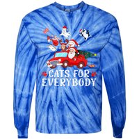 Cats For Everybody Christmas Cat Funny Xmas Santa Gift Tie-Dye Long Sleeve Shirt