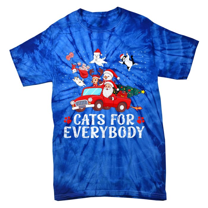 Cats For Everybody Christmas Cat Funny Xmas Santa Gift Tie-Dye T-Shirt