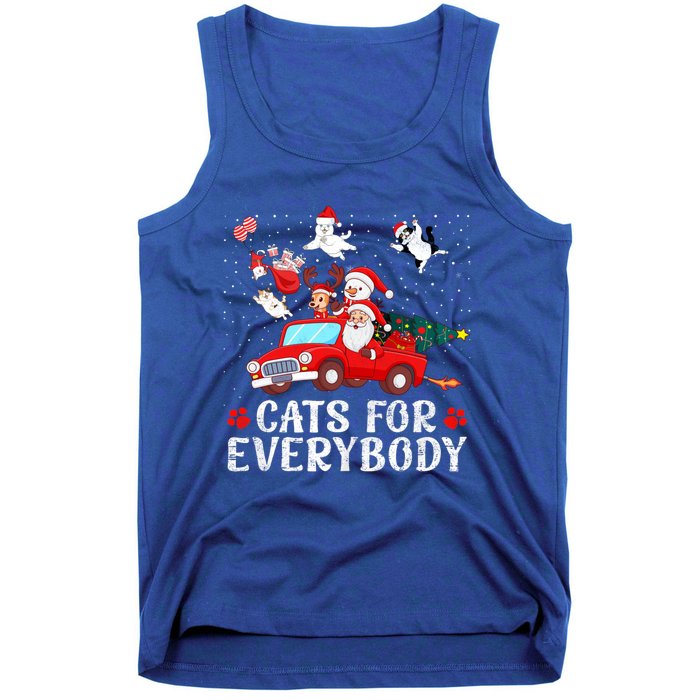 Cats For Everybody Christmas Cat Funny Xmas Santa Gift Tank Top