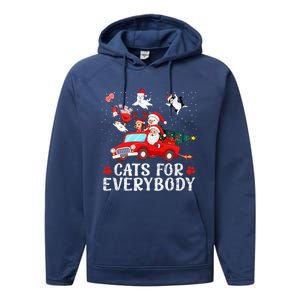 Cats For Everybody Christmas Cat Funny Xmas Santa Gift Performance Fleece Hoodie