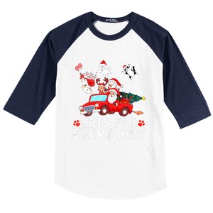 Cats For Everybody Christmas Cat Funny Xmas Santa Gift Baseball Sleeve Shirt