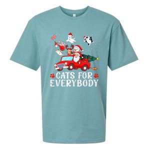 Cats For Everybody Christmas Cat Funny Xmas Santa Gift Sueded Cloud Jersey T-Shirt