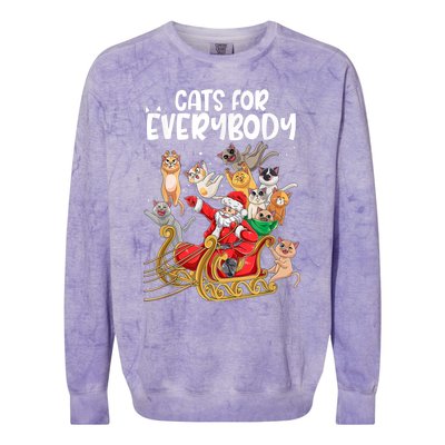 Cats For Everybody Santa Cute Kitty Funny Christmas Cat Colorblast Crewneck Sweatshirt