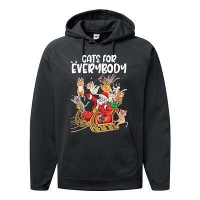 Cats For Everybody Santa Cute Kitty Funny Christmas Cat Performance Fleece Hoodie