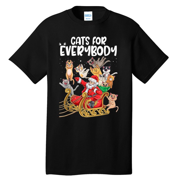 Cats For Everybody Santa Cute Kitty Funny Christmas Cat Tall T-Shirt