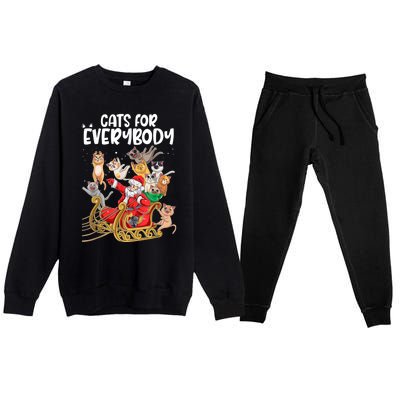 Cats For Everybody Santa Cute Kitty Funny Christmas Cat Premium Crewneck Sweatsuit Set