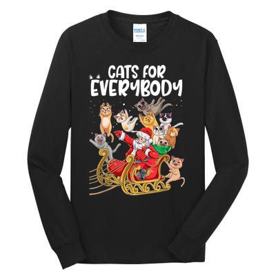 Cats For Everybody Santa Cute Kitty Funny Christmas Cat Tall Long Sleeve T-Shirt