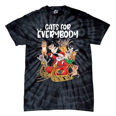 Cats For Everybody Santa Cute Kitty Funny Christmas Cat Tie-Dye T-Shirt