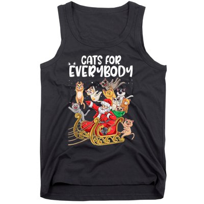 Cats For Everybody Santa Cute Kitty Funny Christmas Cat Tank Top