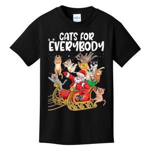 Cats For Everybody Santa Cute Kitty Funny Christmas Cat Kids T-Shirt