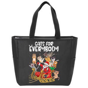 Cats For Everybody Santa Cute Kitty Funny Christmas Cat Zip Tote Bag