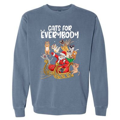 Cats For Everybody Santa Cute Kitty Funny Christmas Cat Garment-Dyed Sweatshirt