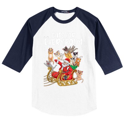 Cats For Everybody Santa Cute Kitty Funny Christmas Cat Baseball Sleeve Shirt