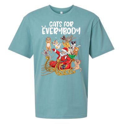 Cats For Everybody Santa Cute Kitty Funny Christmas Cat Sueded Cloud Jersey T-Shirt