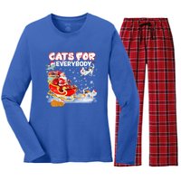 Cats For Everybody Cat Christmas Ugly Christmas Meaningful Gift Women's Long Sleeve Flannel Pajama Set 