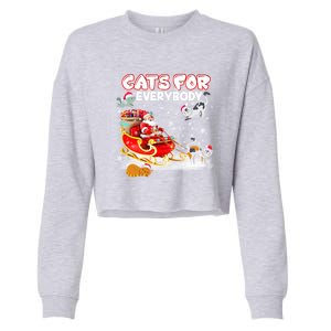 Cats For Everybody Cat Christmas Ugly Christmas Meaningful Gift Cropped Pullover Crew