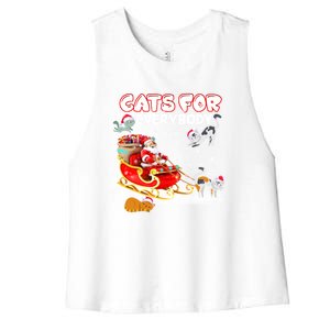 Cats For Everybody Cat Christmas Ugly Christmas Meaningful Gift Women's Racerback Cropped Tank