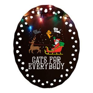 Cats For Everybody Christmas Cat Funny Xmas Ceramic Oval Ornament