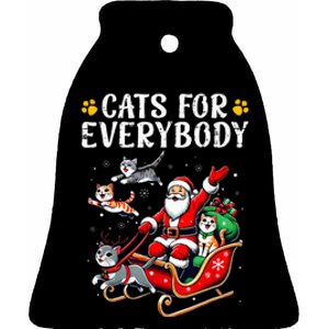 Cats For Everybody Christmas Cat Funny Xmas Women Santa Ceramic Bell Ornament