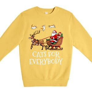 Cats For Everybody Christmas Cat Funny Xmas Santa Gift Premium Crewneck Sweatshirt