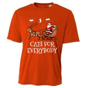 Cats For Everybody Christmas Cat Funny Xmas Santa Gift Cooling Performance Crew T-Shirt