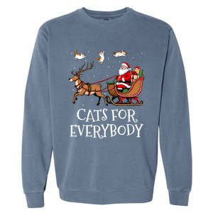 Cats For Everybody Christmas Cat Funny Xmas Santa Gift Garment-Dyed Sweatshirt