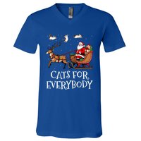 Cats For Everybody Christmas Cat Funny Xmas Santa Gift V-Neck T-Shirt