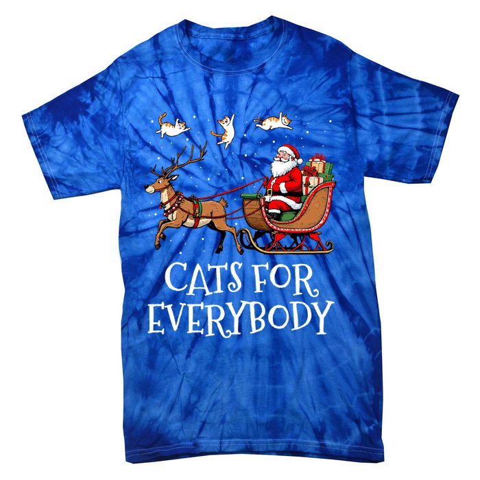 Cats For Everybody Christmas Cat Funny Xmas Santa Gift Tie-Dye T-Shirt