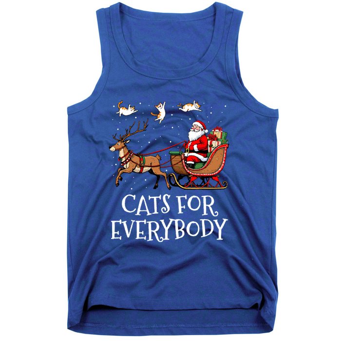 Cats For Everybody Christmas Cat Funny Xmas Santa Gift Tank Top