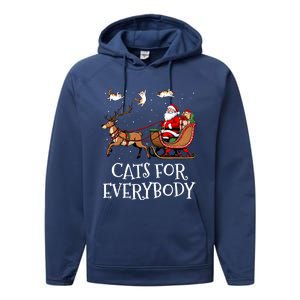 Cats For Everybody Christmas Cat Funny Xmas Santa Gift Performance Fleece Hoodie