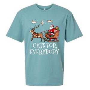 Cats For Everybody Christmas Cat Funny Xmas Santa Gift Sueded Cloud Jersey T-Shirt