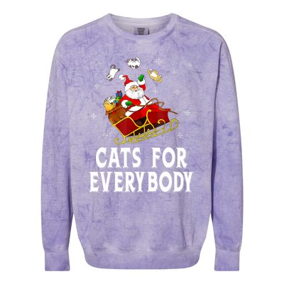 Cats For Everybody Christmas Cat Funny Xmas Women Santa Colorblast Crewneck Sweatshirt